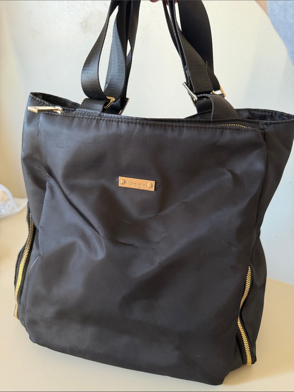 Black Tote / Pump Bag with Gold Hardware - Women Bags